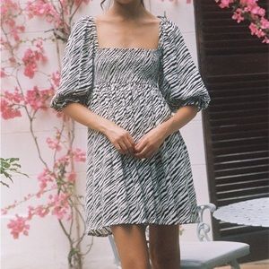 Faithfull the Brand Black and White Zebra Mini Dress